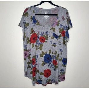 Maurices 24/7 Floral Front Pocket Tee Dolman Sleeves Red, Blue, Pink, Grey XXL